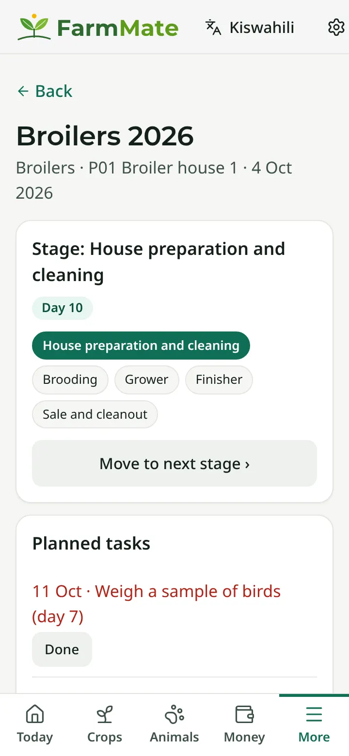 FarmMate app screenshot: Maize and beans