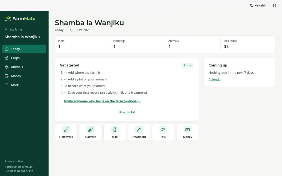 Picha ya skrini ya FarmMate: Skrini ya Leo