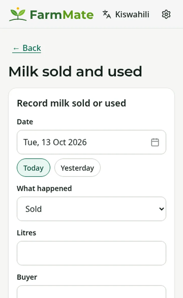 FarmMate app screenshot: Goats, sheep and beef