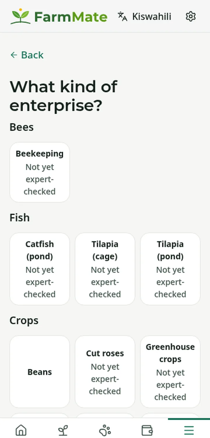 FarmMate app screenshot: Bees
